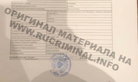 Выписка из Единого гос. реестра недвижимости – земельный участок, переписанный Юрием Курдюковым на Наталью Алешину.