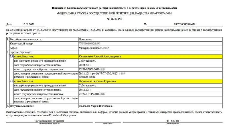 Выписка из ЕГРН