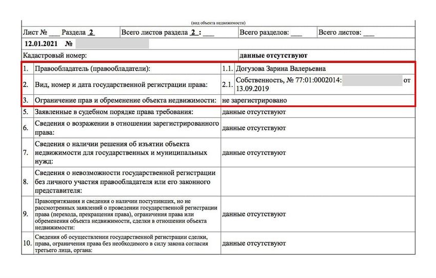 Сведения о характеристиках объекта недвижимости